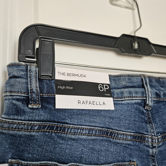 NWT Rafaella Womens Bermuda Jean Shorts Size 6P Cutoff Denim High Rise Med Wash - Picture 9 of 10